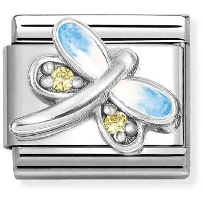 Image of Nomination Dragonfly Light Blue Yellow Charm
