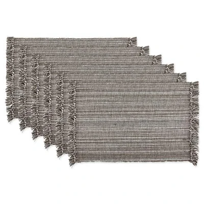 Image of DII Tonal Fringe Placemat, Set of 6, Variegated Gray Perfect for Fall, Thanksgiving, Dinner Parties, Weddings and Everyday Use