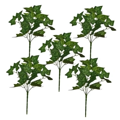 Image of Pack of 5 Artificial Faux Ivy Leaf Sprays 29cm Foliage Plant Christmas