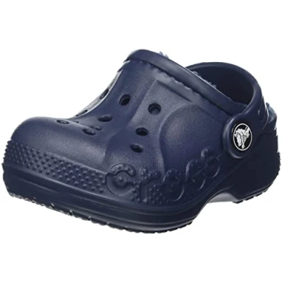 Image of Crocs Unisex Kids Baya Lined T Clog, Navy, 6 UK Child