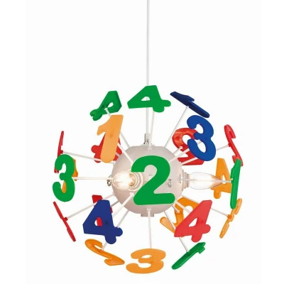 Image of Numbers 4 Light Children Ceiling Pendant Multicolour, E14