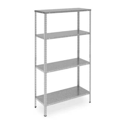 Image of Relaxdays Metal Shelving Unit, Galvanised Steel, 4 Tiers, up to 160 kg, Heavy Duty, Storage, 150 x 75 30 cm, Silver