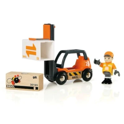 Image of BRIO World Forklift Toy Vehicle for Kids Age 3 Years Up Wooden Railway Add Ons &amp; Accessories
