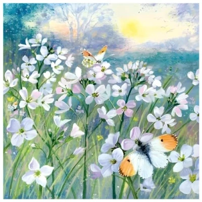 Image of Female Birthday/Blank Card for Her General Women Wildflowers and Butterflies Artistic Countryside Design by Lucy Grossmith Made in the UK