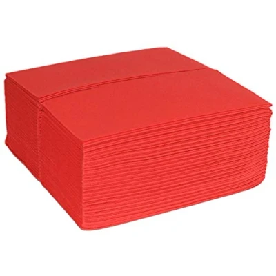 Image of Red Disposable Napkins 40cm 8 Fold Linen Feel Airlaid Paper Pack of 50