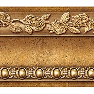 Image of Flower Molding Peel and Stick Wall Border Easy to Apply (Gold Brown)