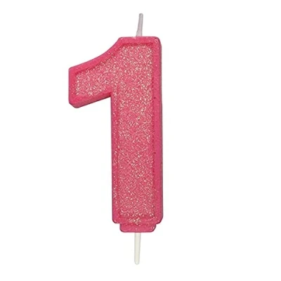 Image of CULPITT Sparkle Number Candles for Cake &amp; Cupcakes, Single Numbers from 0 9, Say Happy Birthday with These Candle Sparklers, Celebrate Birthdays Anniversaries Flair Pink 1