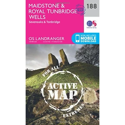 Image of Landranger Active 188 Maidstone &amp; Royal Tunbridge Wells Map With Digital Version
