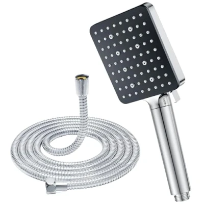 Image of Shower Head, YEAUPE PRO Head and Hose 1.6M,Shower Filter,Square High Pressure Heads with 6 Jet Modes,Large Powerful Flow Rainfall Showerhead for Low Hard Water,Chrome