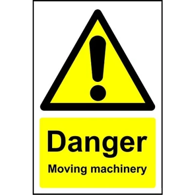 Image of Danger Moving machinery safety sign 1.2mm Rigid plastic 200mm x 150mm