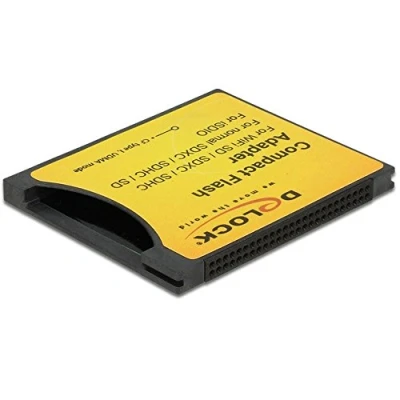 Image of Delock 62637 Compact Flash Adapter for iSDIO (WiFi SD)/SDHC/SDXC Memory Cards Black/Yellow