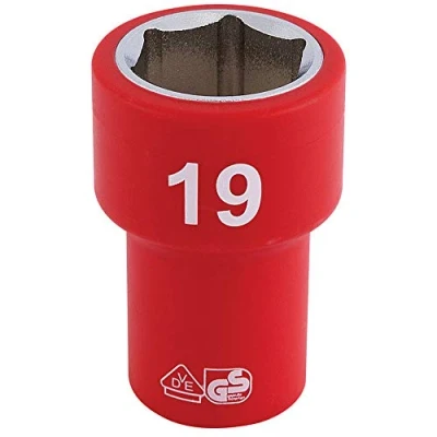 Image of Draper Fully Insulated VDE Socket, 3/8&quot; Sq. Dr., 19mm