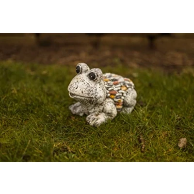 Image of Garden Mile Novelty Ornaments Outdoor Animal Stone Effect Statue with Grass, Free Standing Figurine and Sculpture for Outdoor, Indoor, Garden, Patio, Lawn, Decor (FROG)