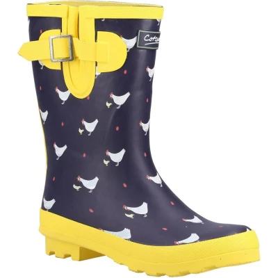 Image of Cotswold Farmyard Mid Wellington Womens Navy Rubber Size UK 3