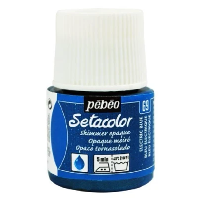 Image of Pebeo Setacolor Fabric Paint 45ml Bottles Shimmer Colour Range NEW (Electric Blue)