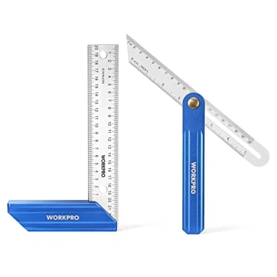 Image of WORKPRO Carpentry Squares Set 2 Piece,Try Square 8 Inch/200mm,Adjustable Sliding Bevel 9 Inch/230mm,Hardwood Handle Stainless Steel Blade for Craftsman Woodworking