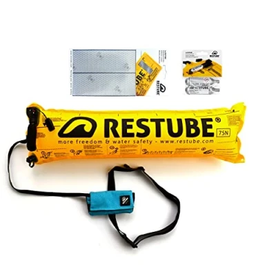 Image of Restube Unisex&#039;s Active Starter Kit Safety Adults and Kids Package Includes Open Water Swim Buoy, Reflective Tape &amp; 2X Spare CO2 Cartridges to Reuse The Instant Inflation Mechanism, Ice Mint