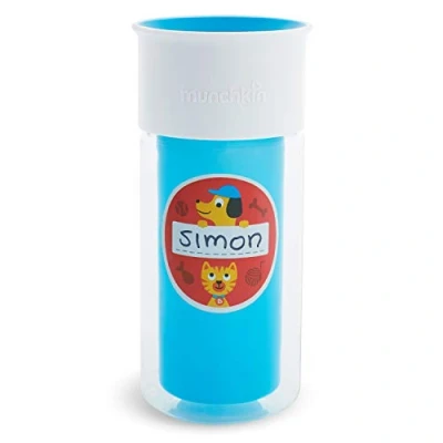 Image of Munchkin Miracle 360 Insulated Sippy Cup, Includes Stickers to Personalise 9oz/266ml, Blue
