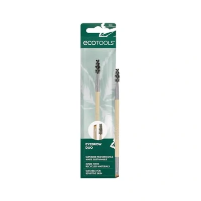 Image of EcoTools Eyebrow Brush Duo, Tame, Sculpt &amp; Fill in Brows, Multipurpose For Gel, Powder, Cream, Dual Ended Spoolie Angled Brow Brush, Eco Friendly, Cruelty Free, Vegan, 1 Count