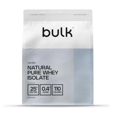 Image of Bulk Natural Pure Whey Protein Isolate, Sweetened With Stevia, Vanilla, 500 g, 16.6 Servings, Packaging May Vary
