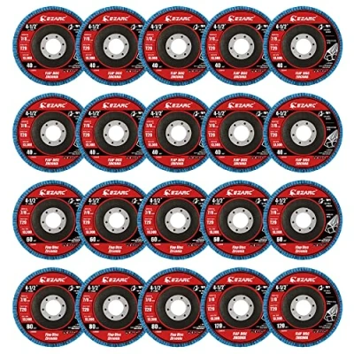 Image of EZARC 20 Pack Flap Discs 115 x 22.23 mm Zirconia Grinding Wheel Type 29 Assorted Grit 40/60/80/120 Angle Grinder Sanding Disc for Stainless Steel, Cast Iron and Sheet Metal