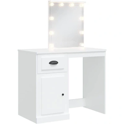 Image of vidaXL Dressing Table with LED Lights White 90x42x132.5 cm