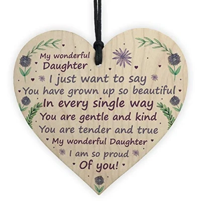 Image of RED OCEAN Daughter Gifts From Mum And Dad Wooden Heart Birthday Keepsake