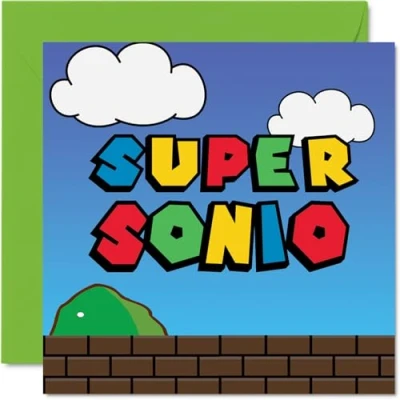 Image of Birthday Cards for Son Super Sonio Funny Happy Card from Mum Dad, Gifts, 145mm x Joke Greeting Men Him