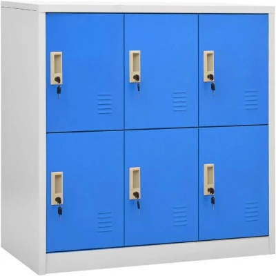Image of vidaXL Locker Cabinets 5 pcs Light Grey and Blue 90x45x92.5 cm Steel