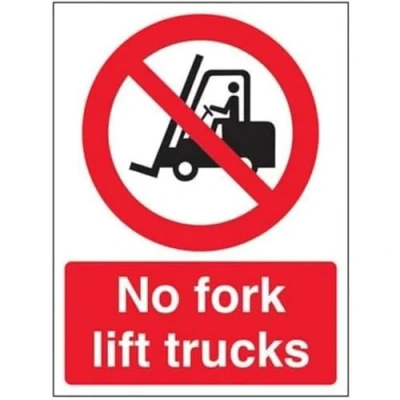 Image of V Safety No Fork Lift Trucks Sign 150mm x 200mm 1mm Rigid Plastic