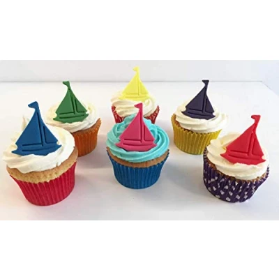 Image of 6 Mixed Colours Sugar Boat Cake Decorations Edible, Unique and Made with Love in The UK!