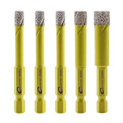 Image of Dry Diamond Drill Bits Set 5pcs 6/6/6/8/10mm SANLEETEK Hole Saw Kit with Quick Change Hex Shank for Marble Granite Ceramic Porcelain Tile Stoneware Quartz