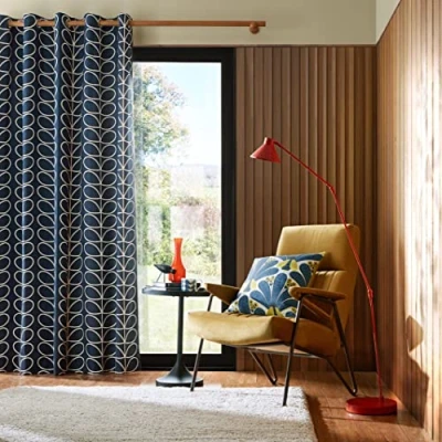 Image of Orla Kiely Linear Stem Whale Eyelet Curtains Curtain Size: width 167 cm (66 inches) x drop 228 (90 inches).