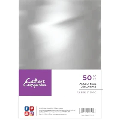 Image of Crafter&#039;s Companion Self Seal Cello Bags A5 Pack Includes 50 Clear Bags,