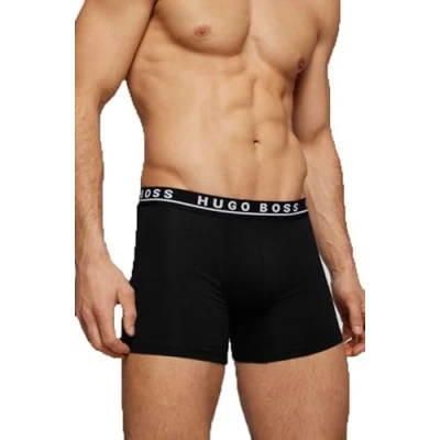 Image of BOSS Hugo mens 3 pack black blue boxer briefs trunks underwear set 50492302 Trunk 3P CO/EL (as8, alpha, l, regular, regular)