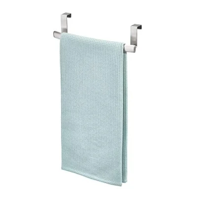 Image of iDesign 60270 Axis Over Door Towel Bar, Small Stainless Steel Rack, Holder for The Home, Silver