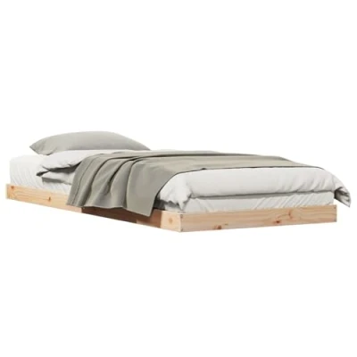 Image of vidaXL Bed Frame Solid Pine Wood 80x220 cm Minimalist Floor White for Modern Bedroom