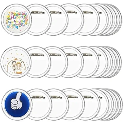 Image of FOGAWA 30Pcs Make Your Own Badges Button Badge Clear Pin Kit Acrylic Design 6cm for DIY Children&#039;s Paper Crafts Party Gifts Clothes Bag Fillers Day
