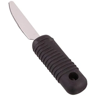 Image of HOMECRAFT Sure Grip Knife, Stainless Steel Dinner Knife with Thick Rubber Handle, Comfortable and Easy to Hold Silverware Grips for Weak Grasp, 8&quot; Long Utensil Good