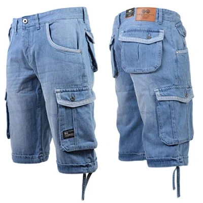 Image of Crosshatch Mens Newberg or Gaston Denim Shorts Newburg Light Wash 36&quot;