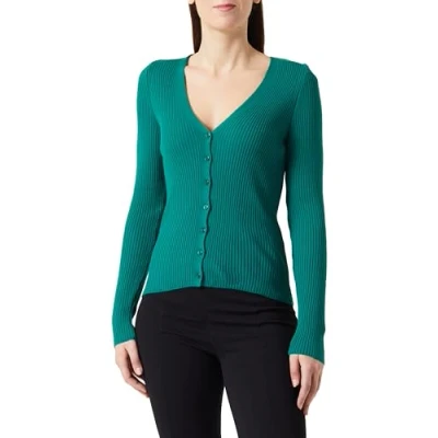 Image of TRENDYOL Women&#039;s Damen Gerade Lange Ärmel Regulär Strickjacke Cardigan Sweater, Emerald Green, L