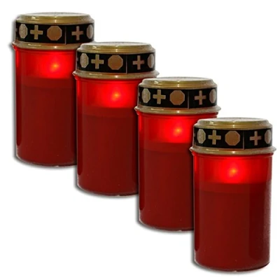 Image of Set of 4 LED Grave Lights 12.5 cm Flickering Candle Battery Operated Light