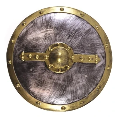 Image of Bristol Novelty BA1011 Accessory Round Armor Shield for Men 1 Piece Silver and Gold PVC, Multicolor, One Size, 48 cm