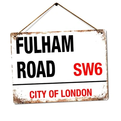 Image of wtf Fulham Road Twine Metal Wall Sign Plaque Art Inspirational