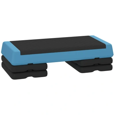 Image of SPORTNOW Fitness Stepper, 3 Height Adjustable Aerobic Step, Non Slip Exercise Step Board for Home Gym Office Workout, 10.5cm, 15.5cm, 20.5cm, Sky Blue
