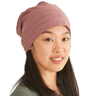Image of Womens Light Weight Summer Beanie Mens 100% Cotton Slouchy Hat Slouch Knit Cap Chemo Headwear Pink M
