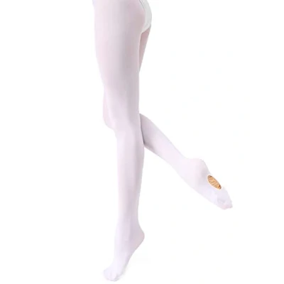 Image of Ballet Tights Girls Womens 90D Convertible Soft Dance Footed with Holes (White, S)