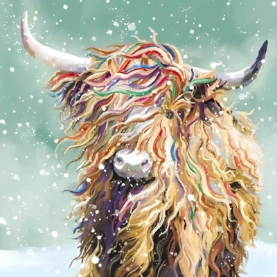 Image of GBCC Charity Christmas Cards Pack of 10 with Highland Cow Design Eco Friendly Xmas Multipack Envelopes