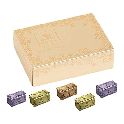 Image of Gianduja Praline Milk Chocolates, 24 Belgian Leonidas Chocolates in Gold Slide Gift Box