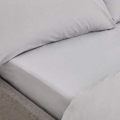 Image of Bianca 200 Thread Count Organic Cotton Emperor Fitted Sheet Silver